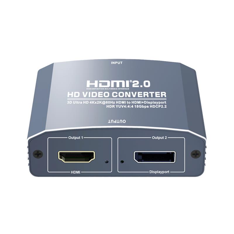 Convertidor 3D Ultra HD 4Kx2K @ 60Hz HDMI a HDMI + DP Soporte HDMI2.0 18Gbps HDR YUV4: 4: 4 HDCP2.2