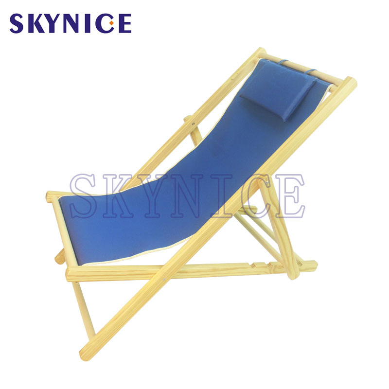 Silla de playa ajustable de madera plegable