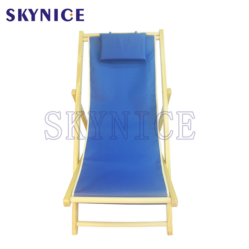 Silla de playa ajustable de madera plegable