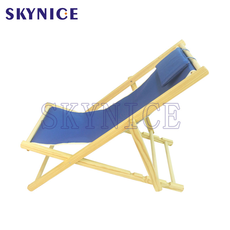 Silla de playa ajustable de madera plegable