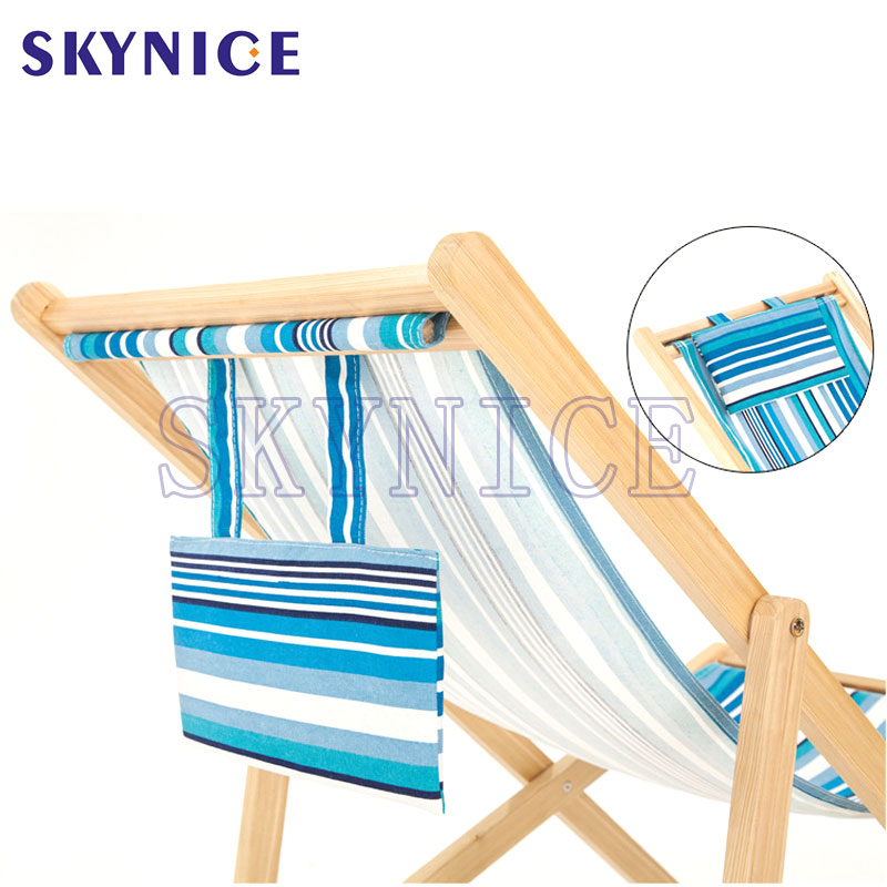 Silla de playa reclinable de madera plegable