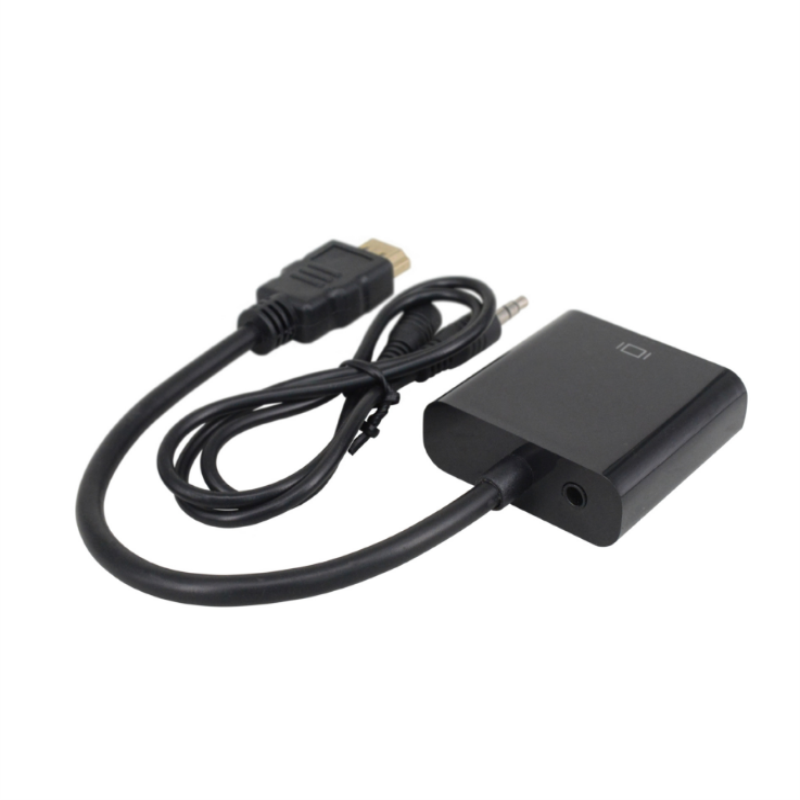 1.080 P HDMI a VGA 15 cm cable, 3,5 mm audio, blanco / negro
