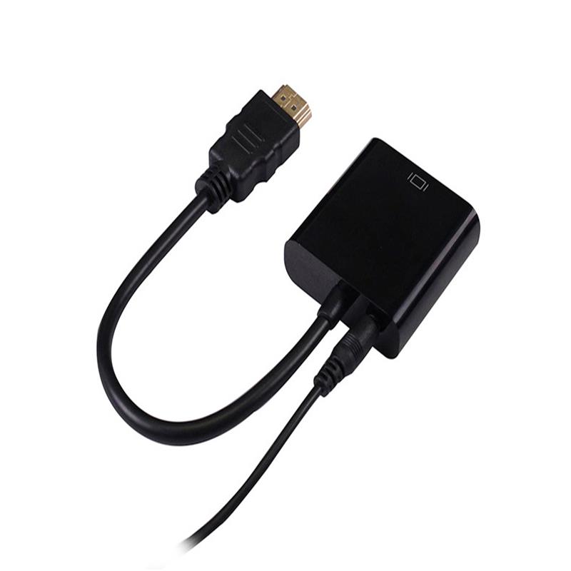 1.080 P HDMI a VGA 15 cm cable, 3,5 mm audio, blanco / negro