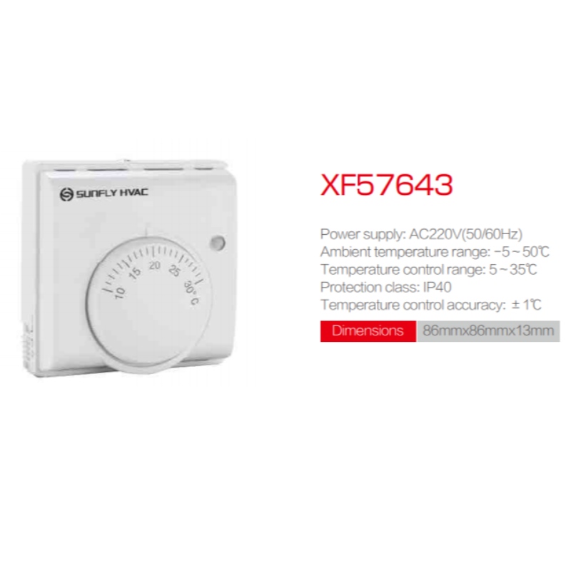 Sunfly XF57643 Termostato central Panel de control Refrigeración HVAC Regulador Interruptor Termostato Control digital de temperatura