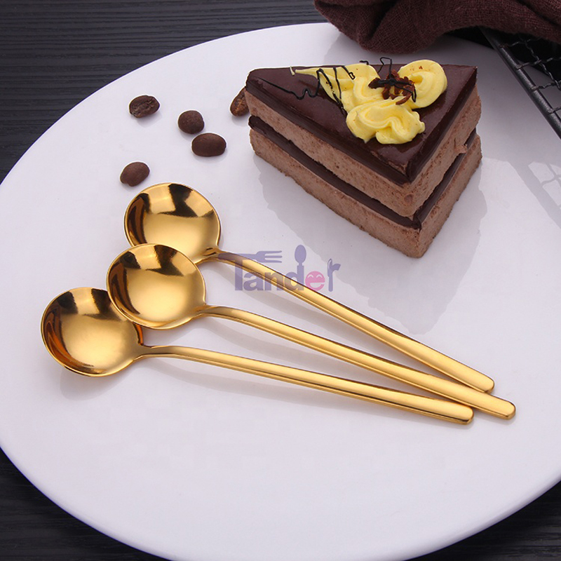 Venta caliente de acero inoxidable pequeña cuchara de helado de oro té cuchara de café