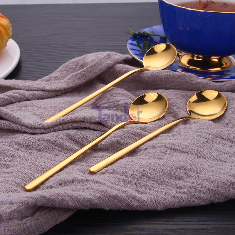 Venta caliente de acero inoxidable pequeña cuchara de helado de oro té cuchara de café