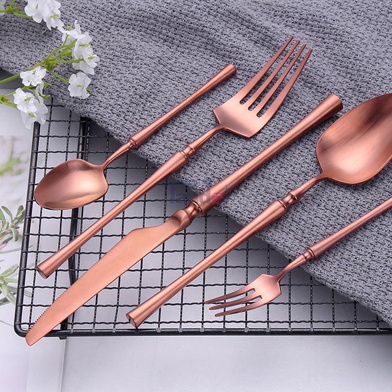Cubiertos de peste besteck europeos cubiertos de boda de acero inoxidable cubiertos de oro rosa de metal