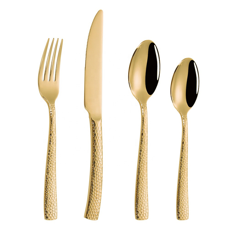 Diseño creativo, cubiertos dorados, paquetes de comida al por mayor.