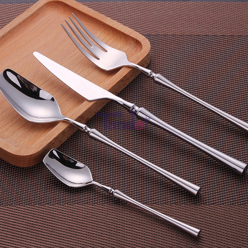 Cubiertos finos de pulido espejo de estilo de cintura cubiertos de acero inoxidable plateados ecológicos