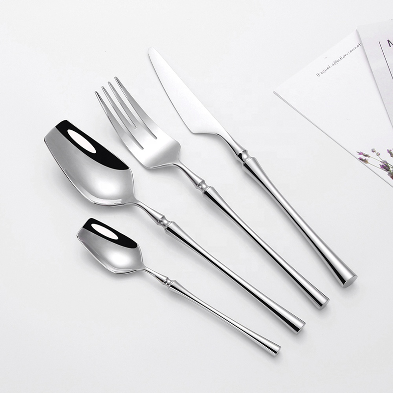 Cubiertos finos de pulido espejo de estilo de cintura cubiertos de acero inoxidable plateados ecológicos