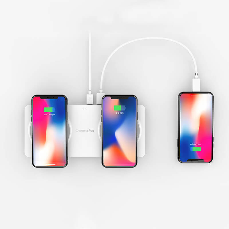 Doble cargador rápido inalámbrico QI de 10 W