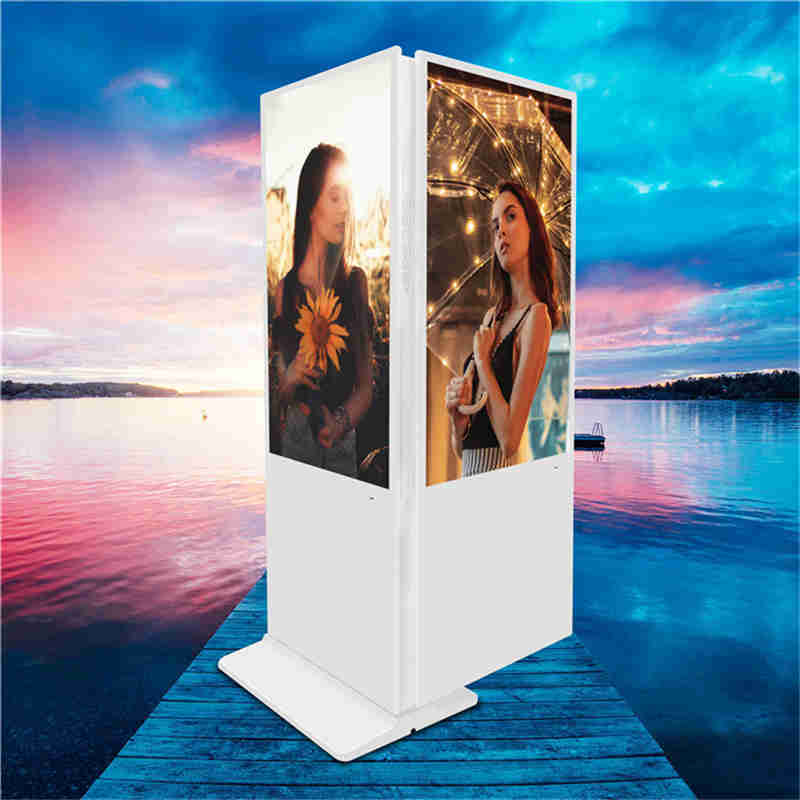 Cartelera de 55 pulgadas de pie vertical de doble cara para carteles publicitarios publicitarios digitales para centro comercial, cadena de tiendas y lobby bancario