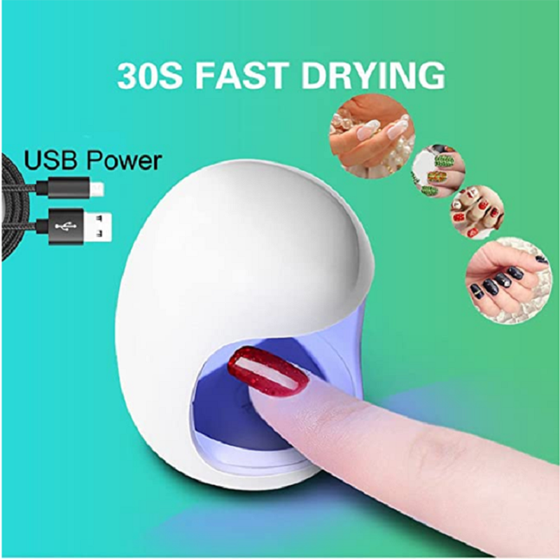 3W UV USB Secador de uñas Máquina de curado de gel de uñas 30 s Forma de huevo rápido Lámpara de secador de uñas Led sin cable de chrging para Nail Art Salon