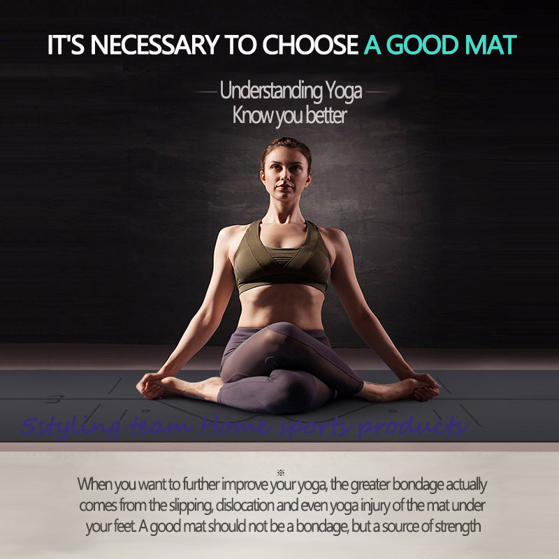 Línea de posición de la estera de yoga de goma natural Pu, absorción de sudor y antideslizante, estera de lujo de la tierra, estera de fitness para hombres y mujeres sala de yoga