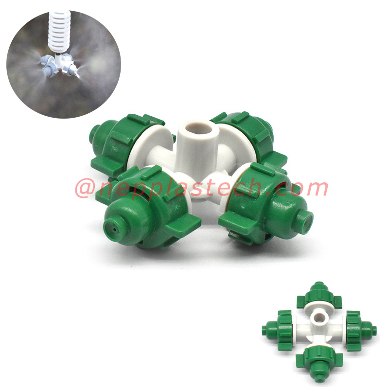 Pulverizador de atomización cruzada refrigeradores y humidificadores de invernaderos nebulizadores riego de ahorro de agua Microaspersor de niebla