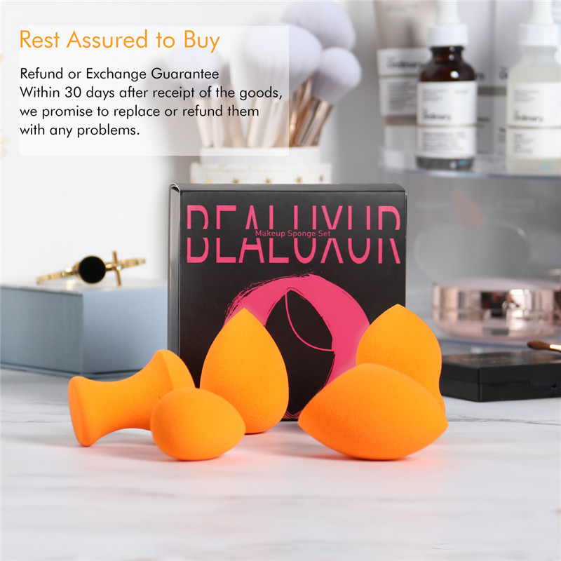 Esponja de maquillaje, BEALUXUR Foundation Sponge Makeup Foam Set con esponjas de formas múltiples (5 piezas)