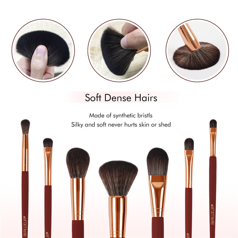 Set de pinceles de maquillaje, kit de pinceles de maquillaje de fibra sintética premium Base de maquillaje en polvo Delineador de ojos Cosméticos para la cara Correctores Sombras de ojos Pinceles Herramientas con bolsa de maquillaje de viaje de cuero de PU (10 piezas)