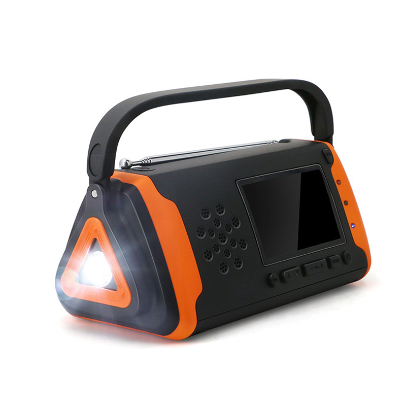 Radio meteorológica digital de emergencia con pantalla LCD, radio solar AM / FM NOAA con linterna LED, reproductor de música AUX-in, banco de energía de 4000 mAh para cargador de teléfono celular y alarma SOS