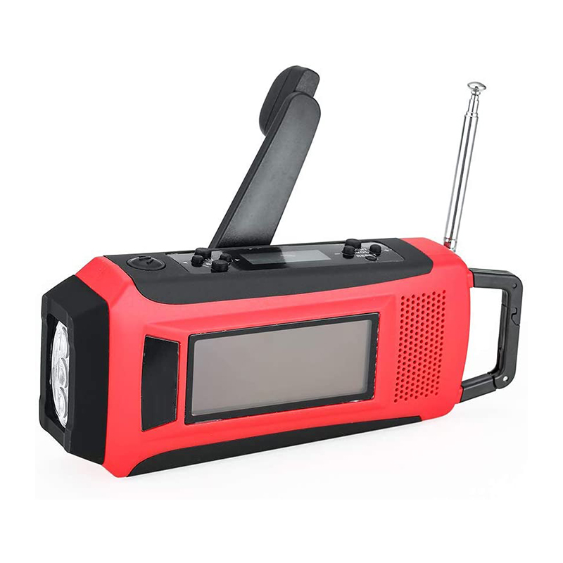 Radio meteorológica Manivela de emergencia Autoalimentado Radio portátil solar AM / FM NOAA con linterna LED, banco de energía de 1150 mAh para cargador de batería para teléfono iOS / Android