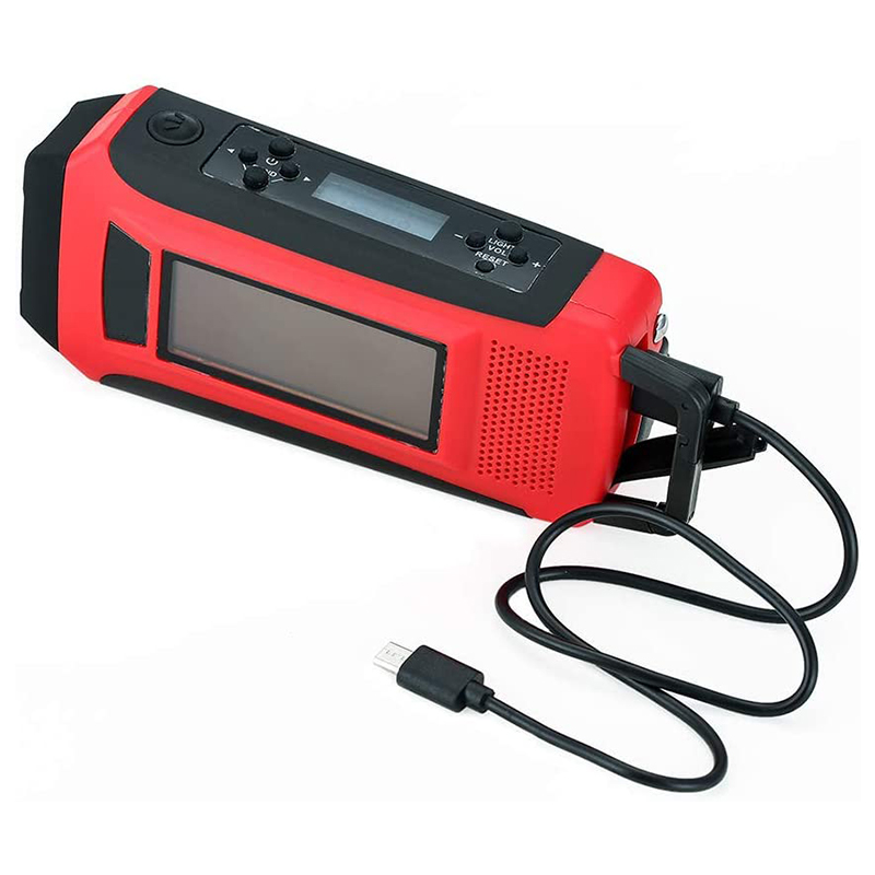 Radio meteorológica Manivela de emergencia Autoalimentado Radio portátil solar AM / FM NOAA con linterna LED, banco de energía de 1150 mAh para cargador de batería para teléfono iOS / Android