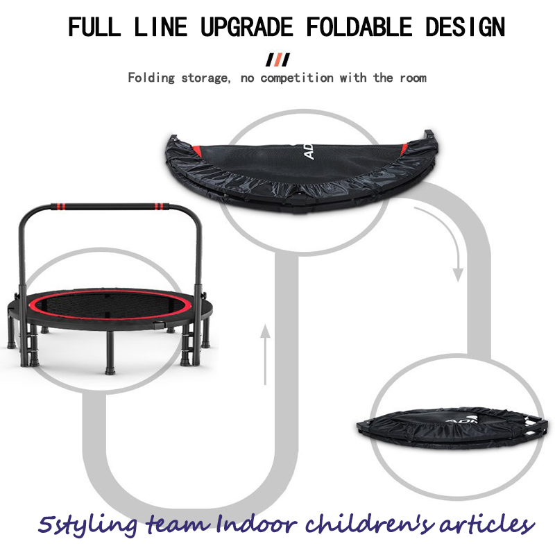 Trampolín comercial de hexágono para adultos, trampolín de cuerda elástica silenciosa para niños en interiores y exteriores con pasamanos