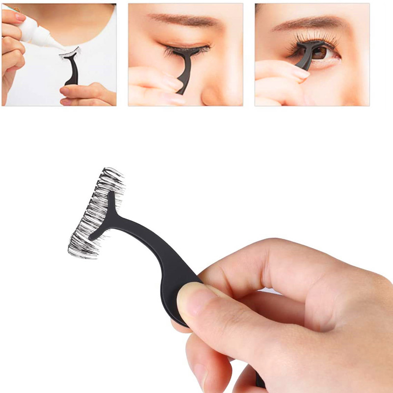 Aplicador de extensión de pestañas postizas Pinzas de acero inoxidable Clip de removedor Pinzas Pinza (negro)