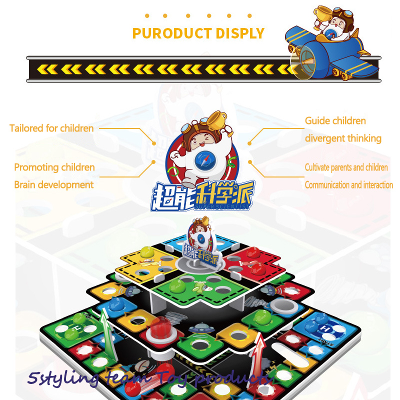 Rompecabezas infantil 3D juego de mesa de ajedrez volador tridimensional ensamblaje de juguetes escalera de serpiente tablero de 3 capas y distribución de juguetes de ajedrez