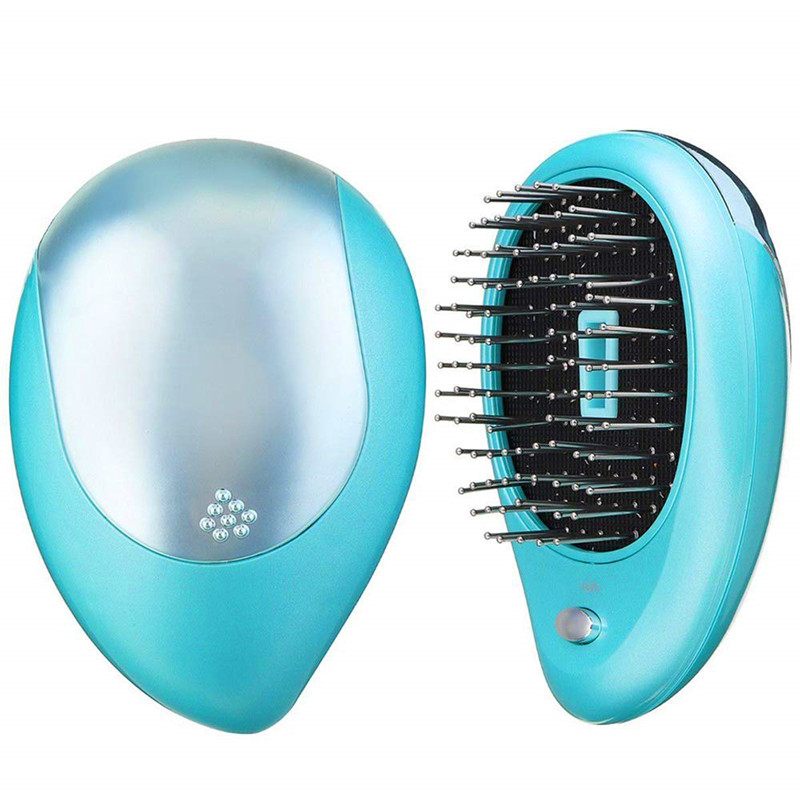 Cepillo de pelo iónico eléctrico portátil Mini peine de masaje de cabello antiestático Peine de belleza mágico Peine Herramienta de peinado del cabello de viaje en casa