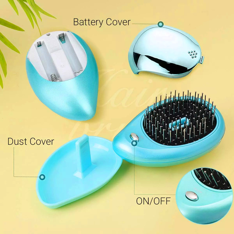 Cepillo de pelo iónico eléctrico portátil Mini peine de masaje de cabello antiestático Peine de belleza mágico Peine Herramienta de peinado del cabello de viaje en casa