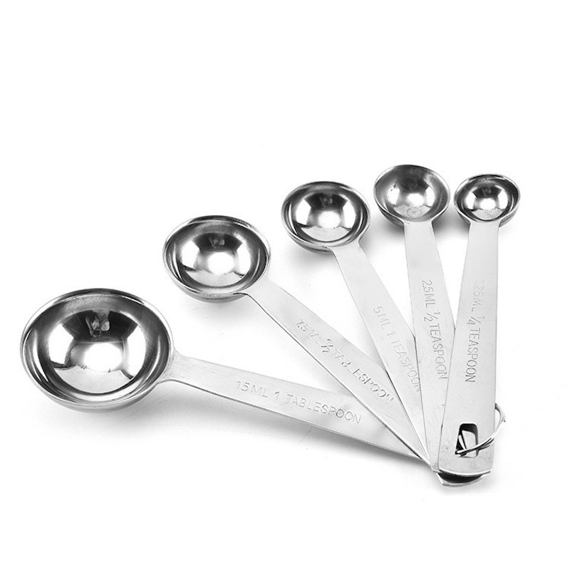 cocina Herramientas de cucharas de medir para hornear Juego de 4/5 piezas Juego de cucharas de medición de acero inoxidable