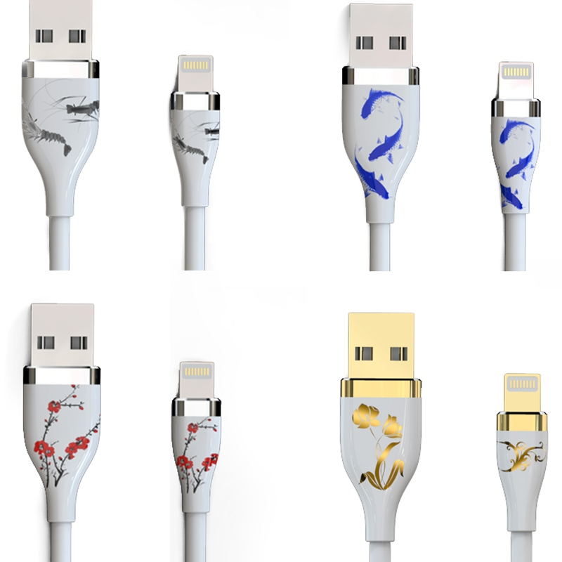 Cable de cerámica con línea de silicona de 3 colores con luz LED para iphone