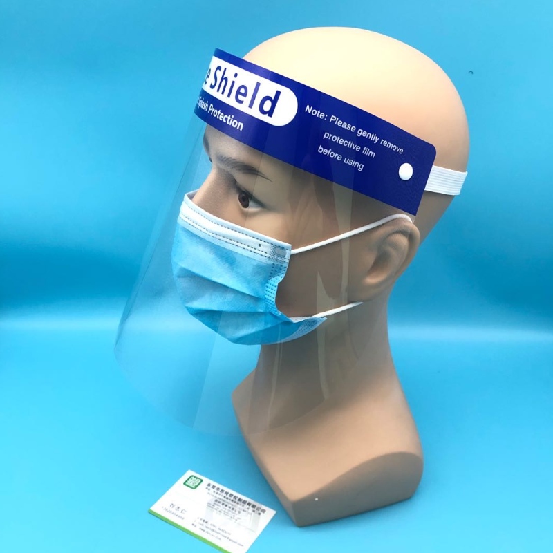Protector facial transparente de plástico