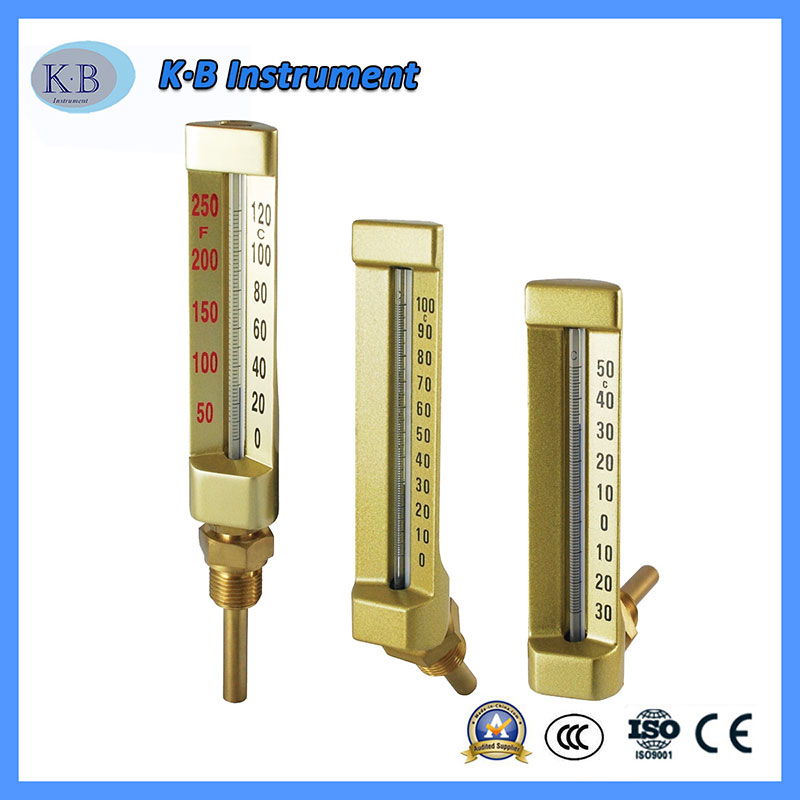 Industrial termómetro V Line termómetro ángulo recto latón Golden Glass Windows termómetro