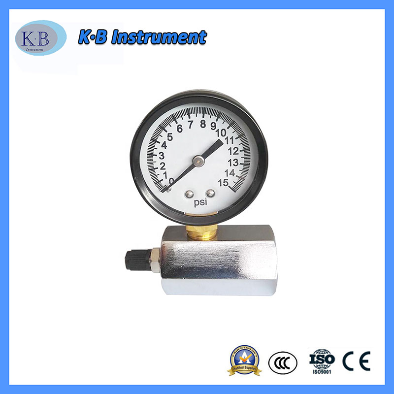 Manómetro de indicador de presión de prueba de gas con caja de acero negra de 2 