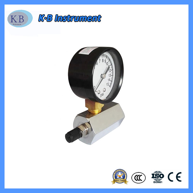 Manómetro de indicador de presión de prueba de gas con caja de acero negra de 2 