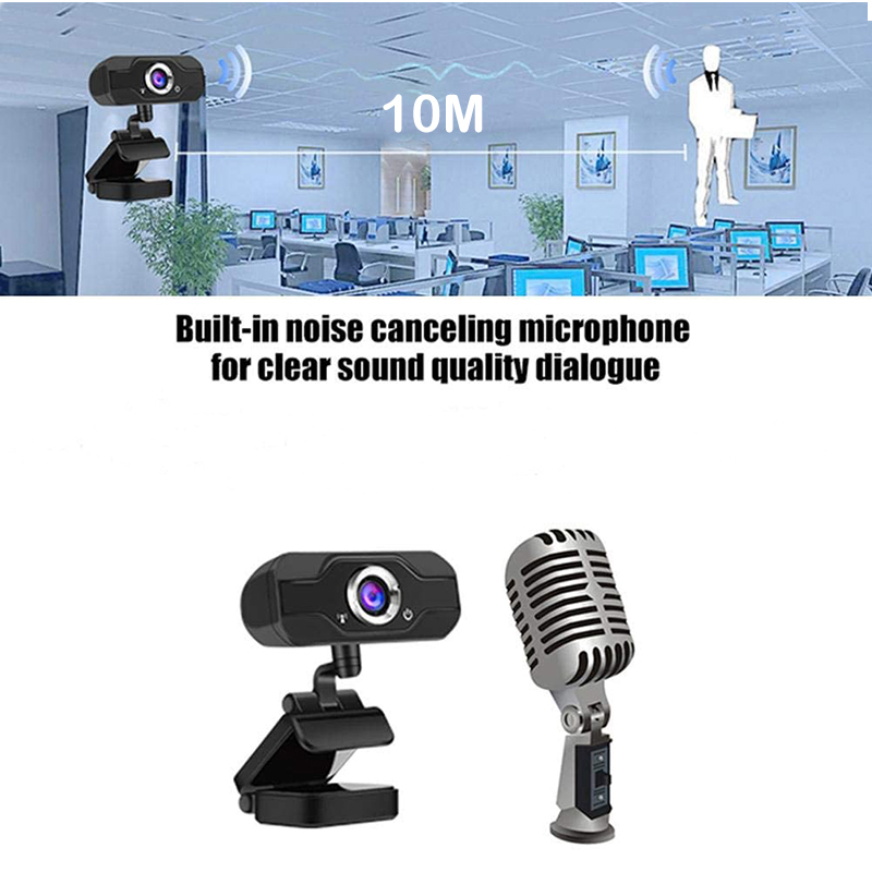 Cámaras web de alta resolución 1080 P PC portátil webcam 110° amplio ángulo, Cámara de vídeo USB 2.0 Cámara de vídeo en vivo micrófono