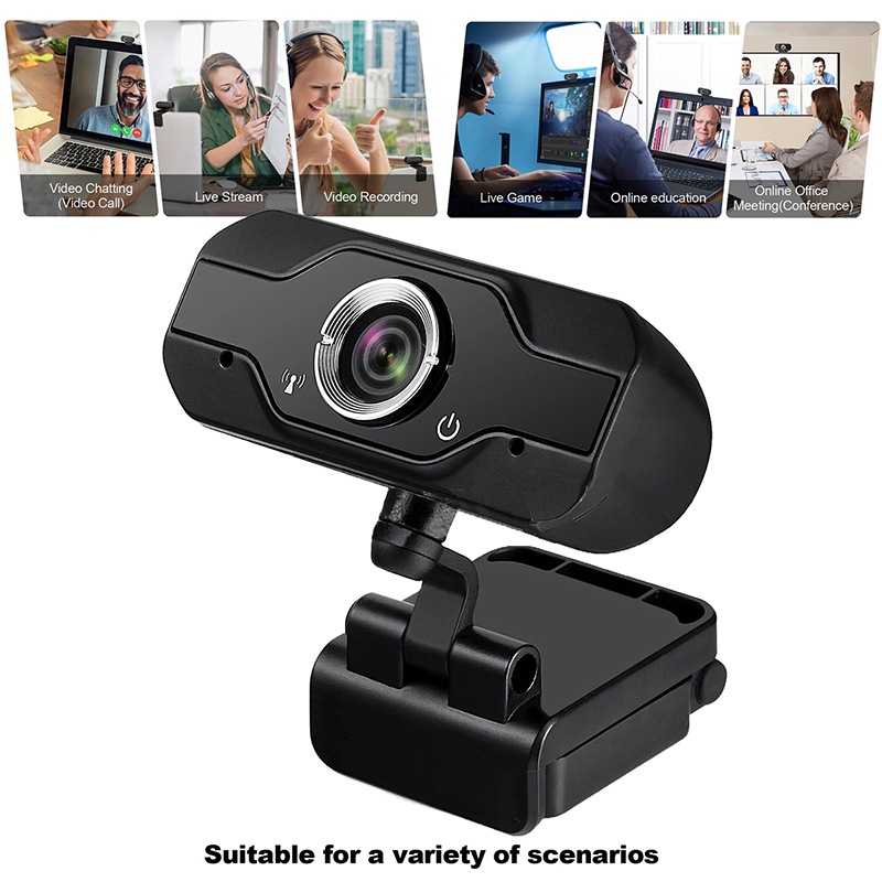 Cámaras web de alta resolución 1080 P PC portátil webcam 110° amplio ángulo, Cámara de vídeo USB 2.0 Cámara de vídeo en vivo micrófono