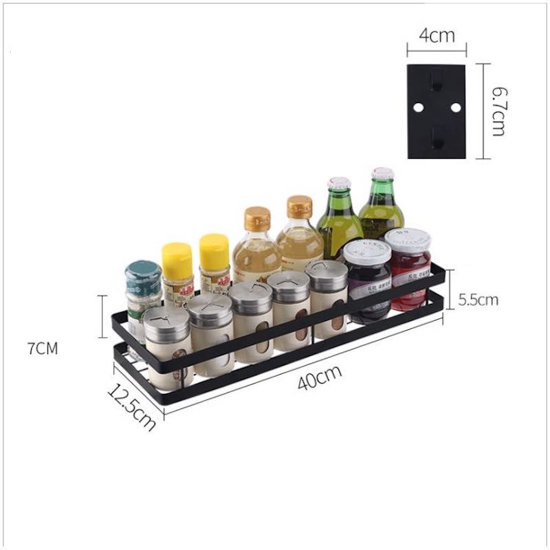 Estante para condimento montado en la pared Soporte para palillos Estante para platos Estante para ollas con estante de cocina de acero inoxidable negro