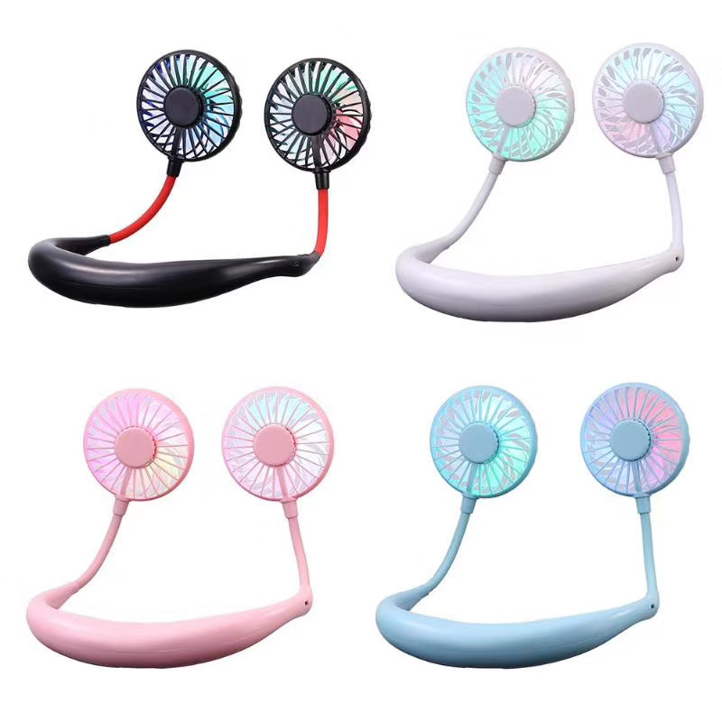 Ventilador deportivo portátil con banda para el cuello Ventilador de luz LED recargable USB 3ra Gerneración