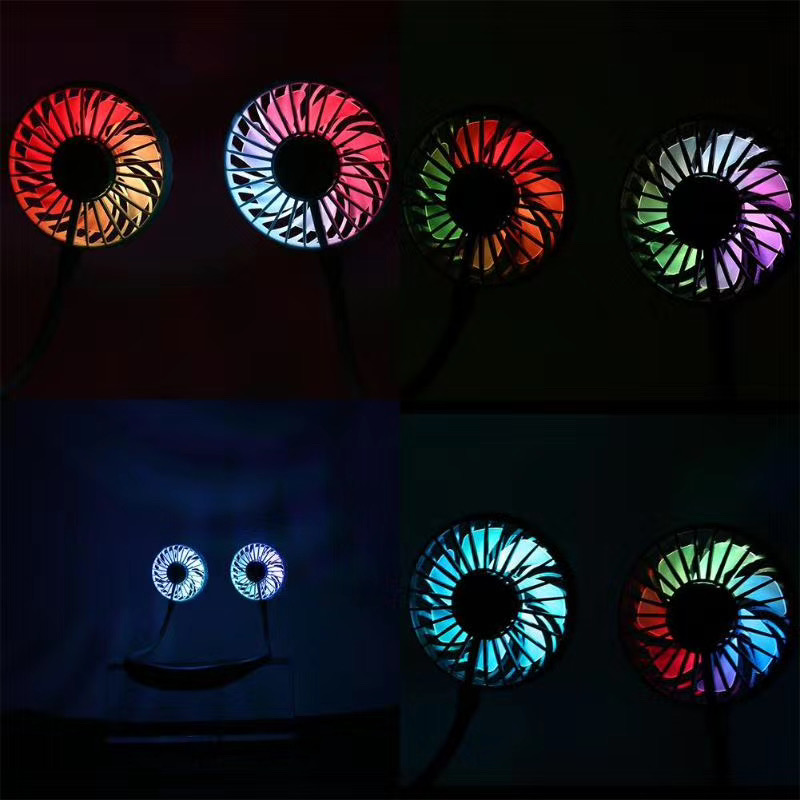 Ventilador deportivo portátil con banda para el cuello Ventilador de luz LED recargable USB 3ra Gerneración
