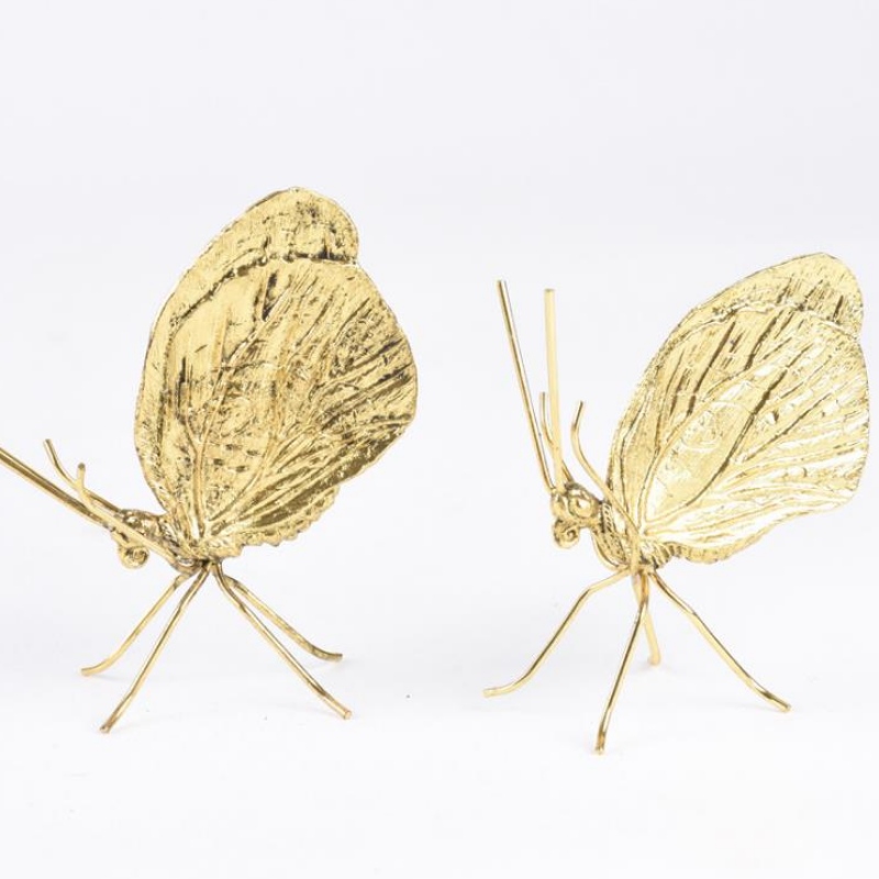 Fábrica de adornos metálicos de mariposa de oro galvanizado