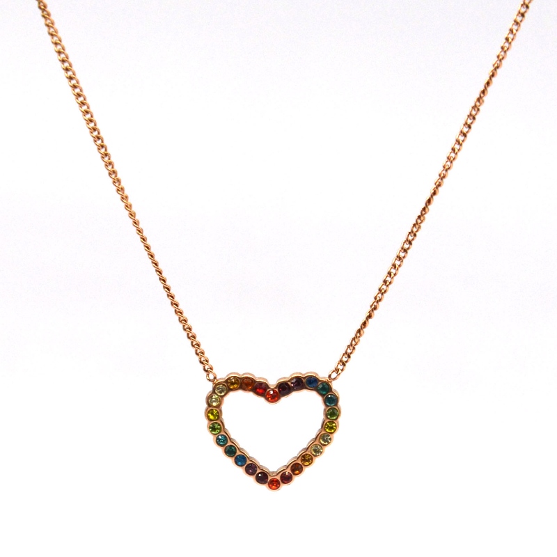 Collar colgante de piedra de arcilla con forma de corazón de acero inoxidable rfbnck1111