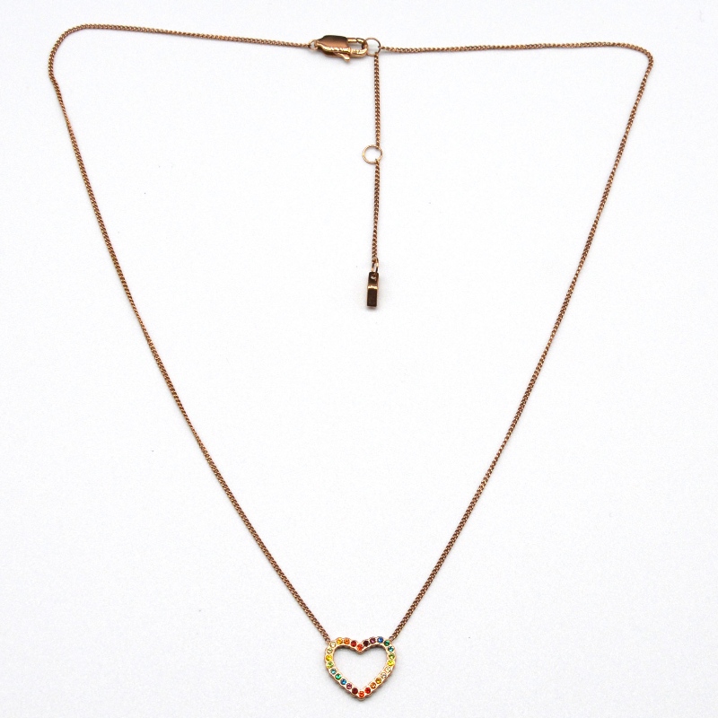 Collar colgante de piedra de arcilla con forma de corazón de acero inoxidable rfbnck1111