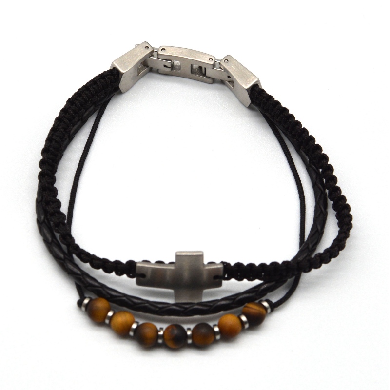 Accesorios de acero inoxidable pulsera de cuero rfbbg1567