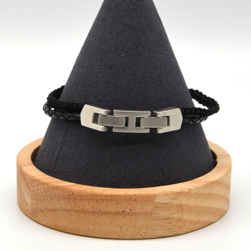 Accesorios de acero inoxidable pulsera de cuero rfbbg1567