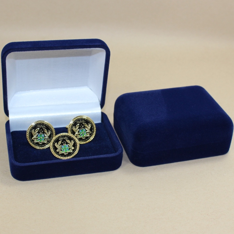 Caja circular de terciopelo D - 45, de 60 mm, con dos gemelos, o más insignias, monedas, medallas, etc., mm.75 * 95 * 32 mm, peso aproximadamente 65 g.