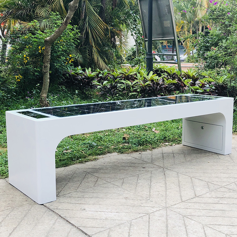 Mejor diseño Color blanco Energía solar Carga móvil WiFi Hotpot Banco de jardín inteligente