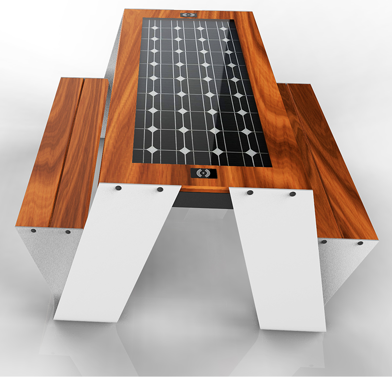 Cargador de teléfono USB Muebles de calle al aire libre Mesa de panel inteligente con energía solar