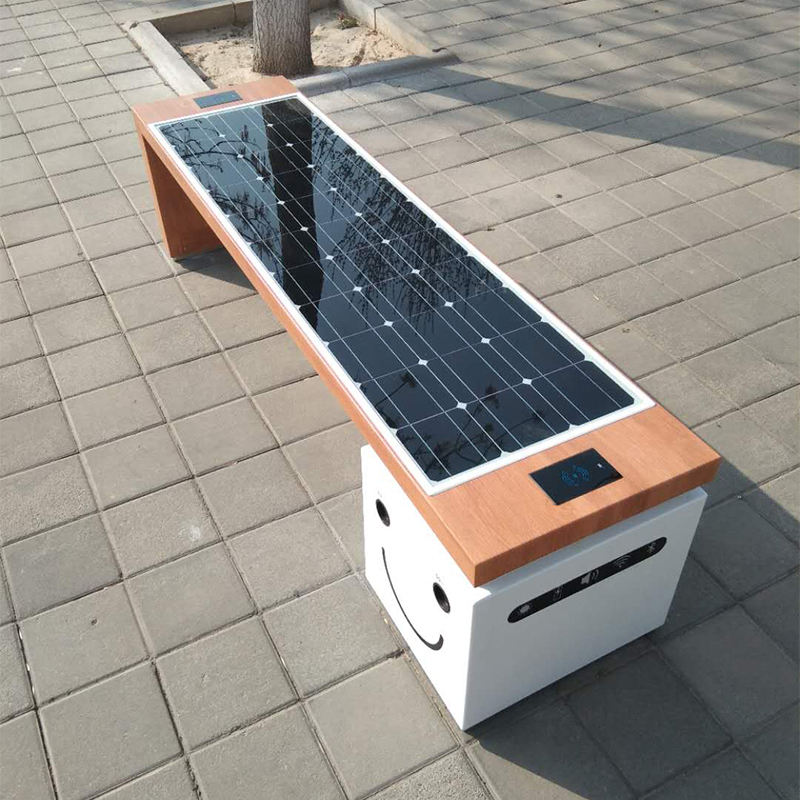 Diseño de moda Pantalla de música Banco de carga solar WiFi Hotpot Smart Garden Furniture