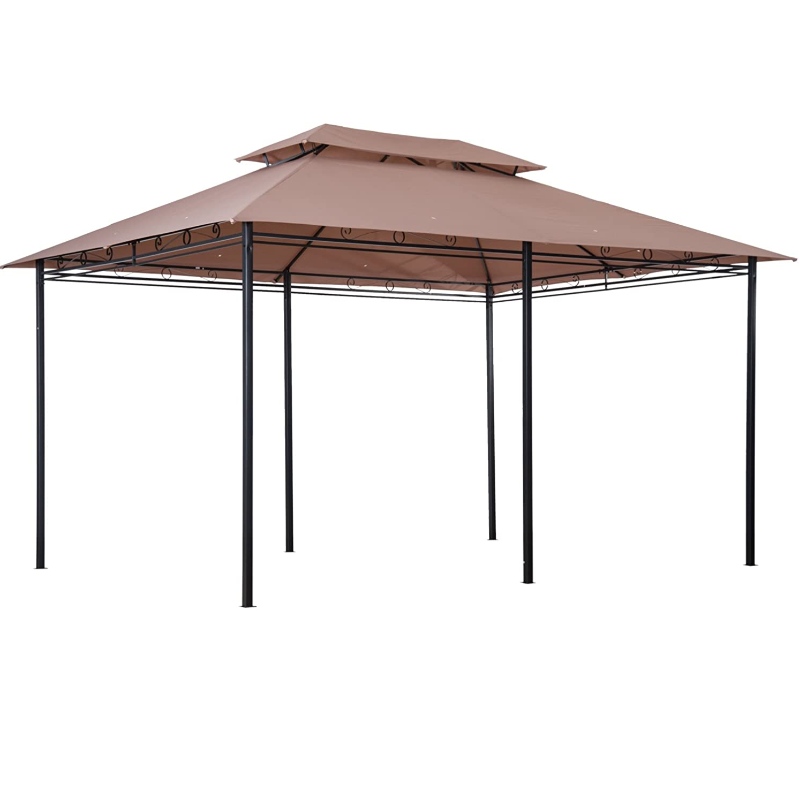 Gazebo de marco de metal de 2 niveles de 10 'x 13' para exteriores con cortinas para patio